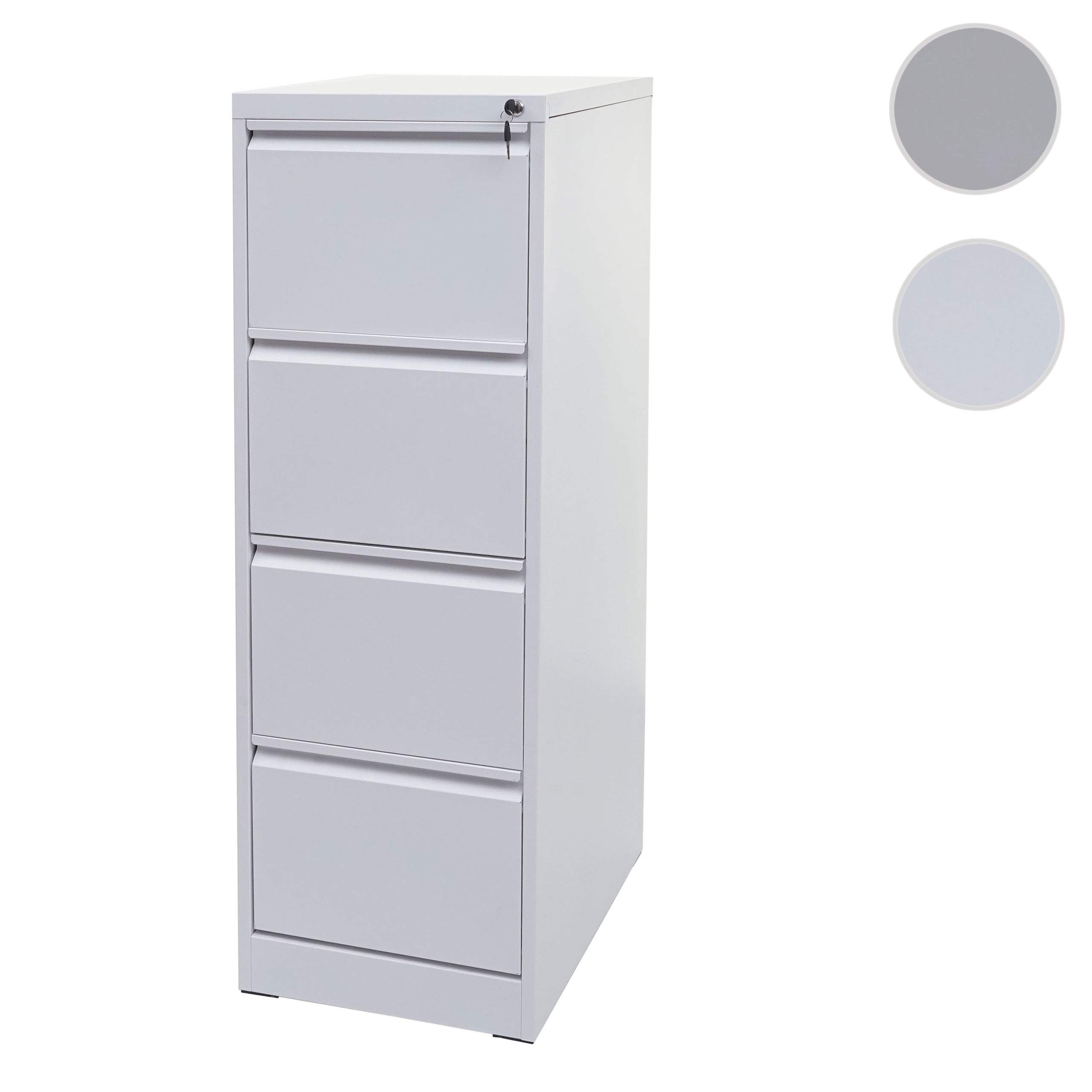 Mendler Armadietto classificatore 4 cassetti Formato Legal HWC-H16 Acciaio 62x46x134cm - Bianco
