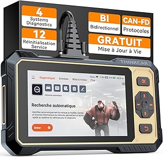 THINKCAR Valise Diagnostic Auto ThinkScan 662,Tests Actifs Bidirectionnels,4 Systèmes ABS SRS Transmission Moteur, 12 Réinitialisations Huile/Frein/SAS/DPF/ABS/BMS/Inject etc. Mise à Jour Gratuite
