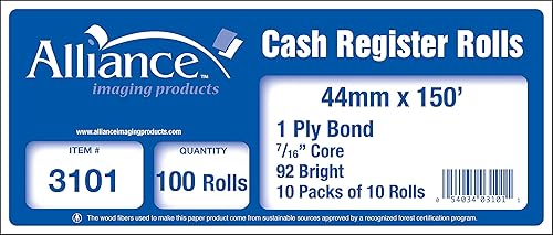 Miniatura 2 de Rollos POS de papel de enlace de 1 capa de 1.732 in x 150' (caja de 100 rollos)