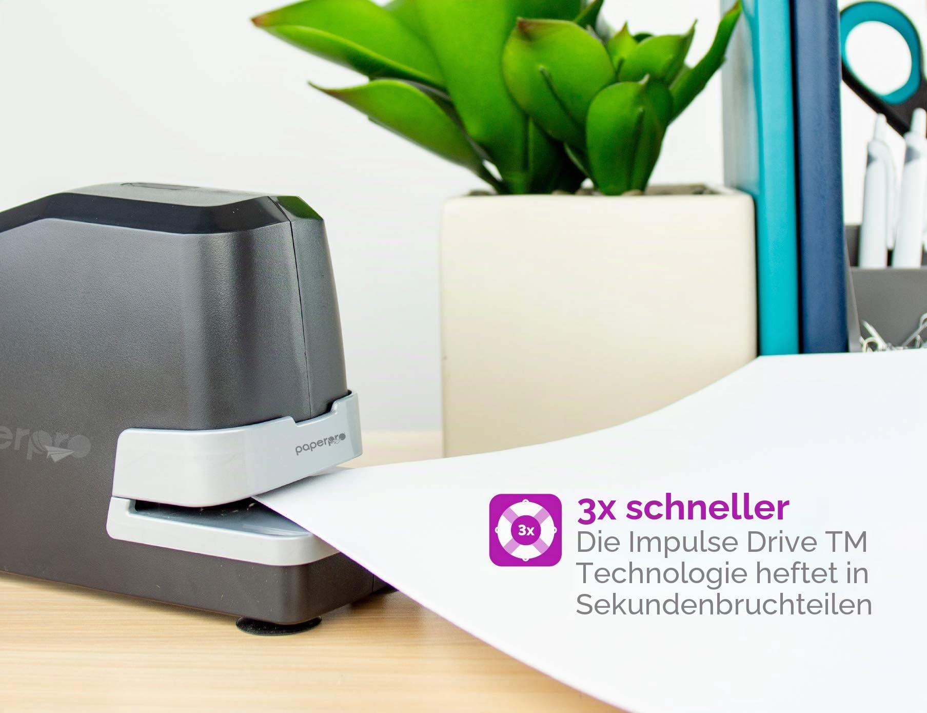 PaperPro inGENIOUS 30, 02210-220V-EU Elektrischer Hefter, Heftklammern bis zu 25 Blatt, schwarz