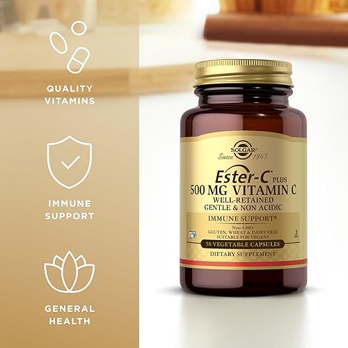Miniatura 4 de Solgar Ester-C Plus 500 mg de vitamina C (complejo de ascorbato)  50 cápsulas vegetales  Suave y no ácido  Antioxidante y apoyo inmunológico  Sin
