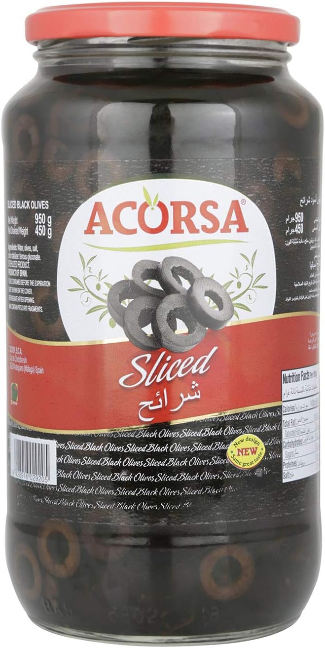 Acorsa Black Sliced Olives, 950 g