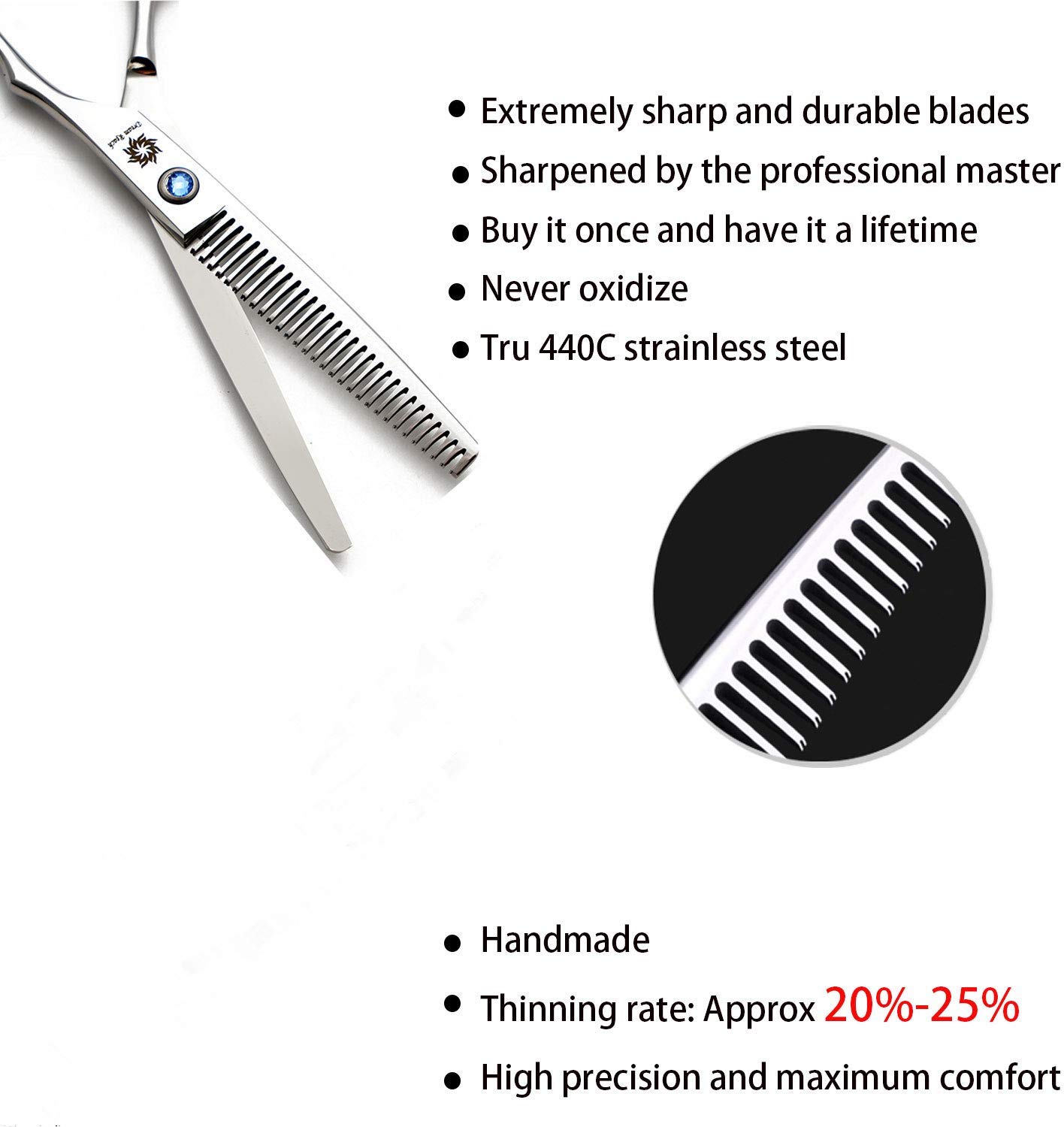 6.0 inch Professional Double teeth Barber Hair Thinning Scissor/Shear Hairdressing Blending Tools Perfect for Hair Stylist or Home Use (D-6.0 inch-Thinning Scissor)