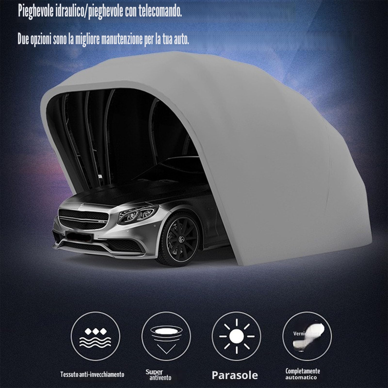 BEYSG, tenda per auto completamente automatica e portatile con telecomando, carport pieghevole in acciaio inossidabile per il parcheggio delle auto, carport per auto resistente (grigio 5,9 * 2,7 m