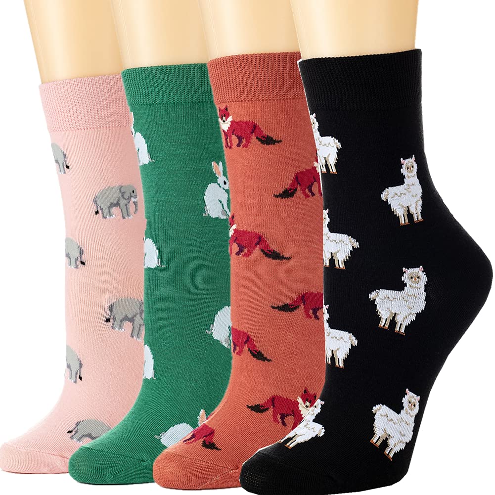 Losa KuteWomens Socks Cactus Crew Socks Gifts Cotton Long Funny Socks for Women Novelty Funky Cute Cartoon Socks 5 Pairs WCS1-Cactus