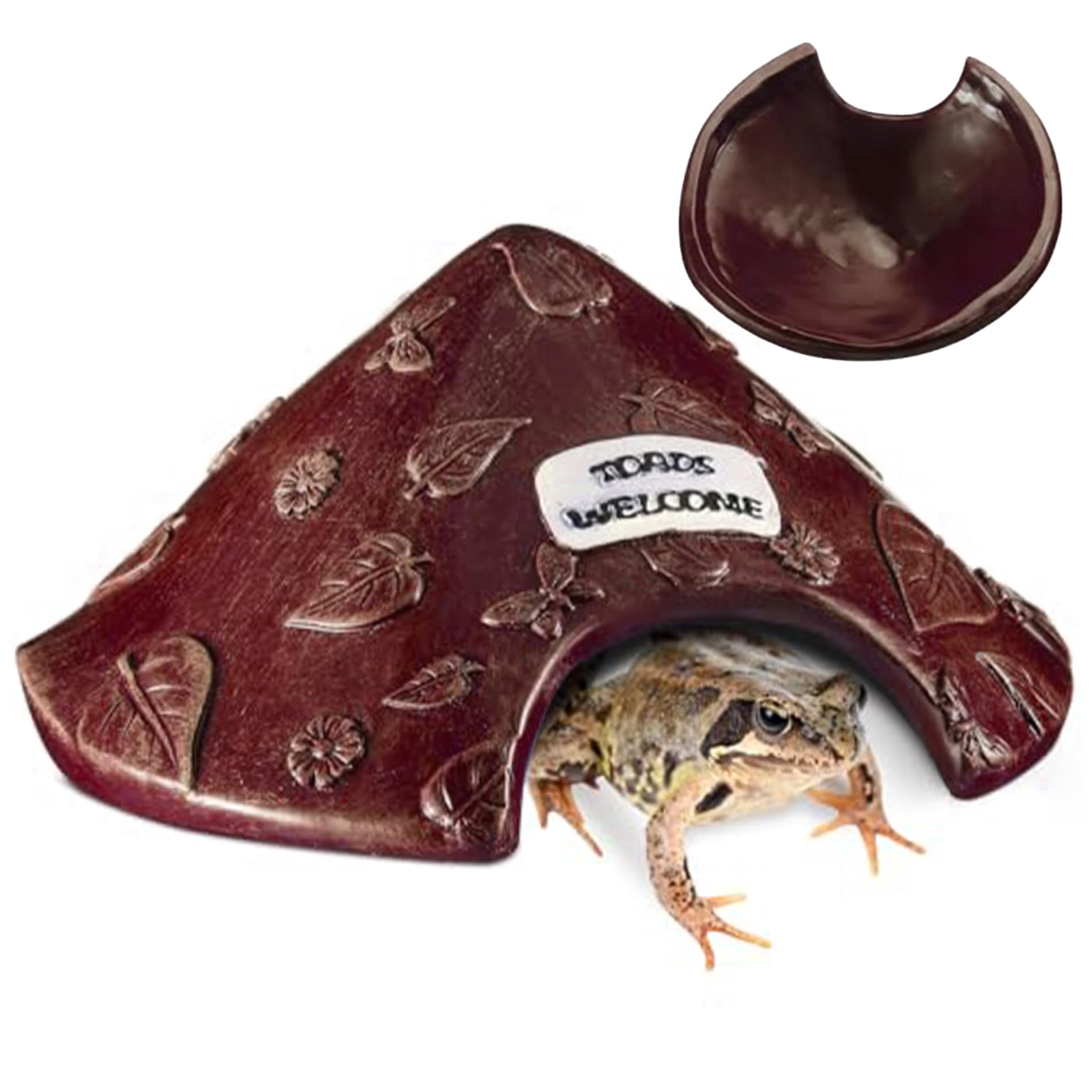 Pastoralist Toad House, 20cm/7.9inch Resin Frog House for Outside Garden, Reptile Cave for Aquarium Toad Frog Turtle Lizard Spider (Brown)