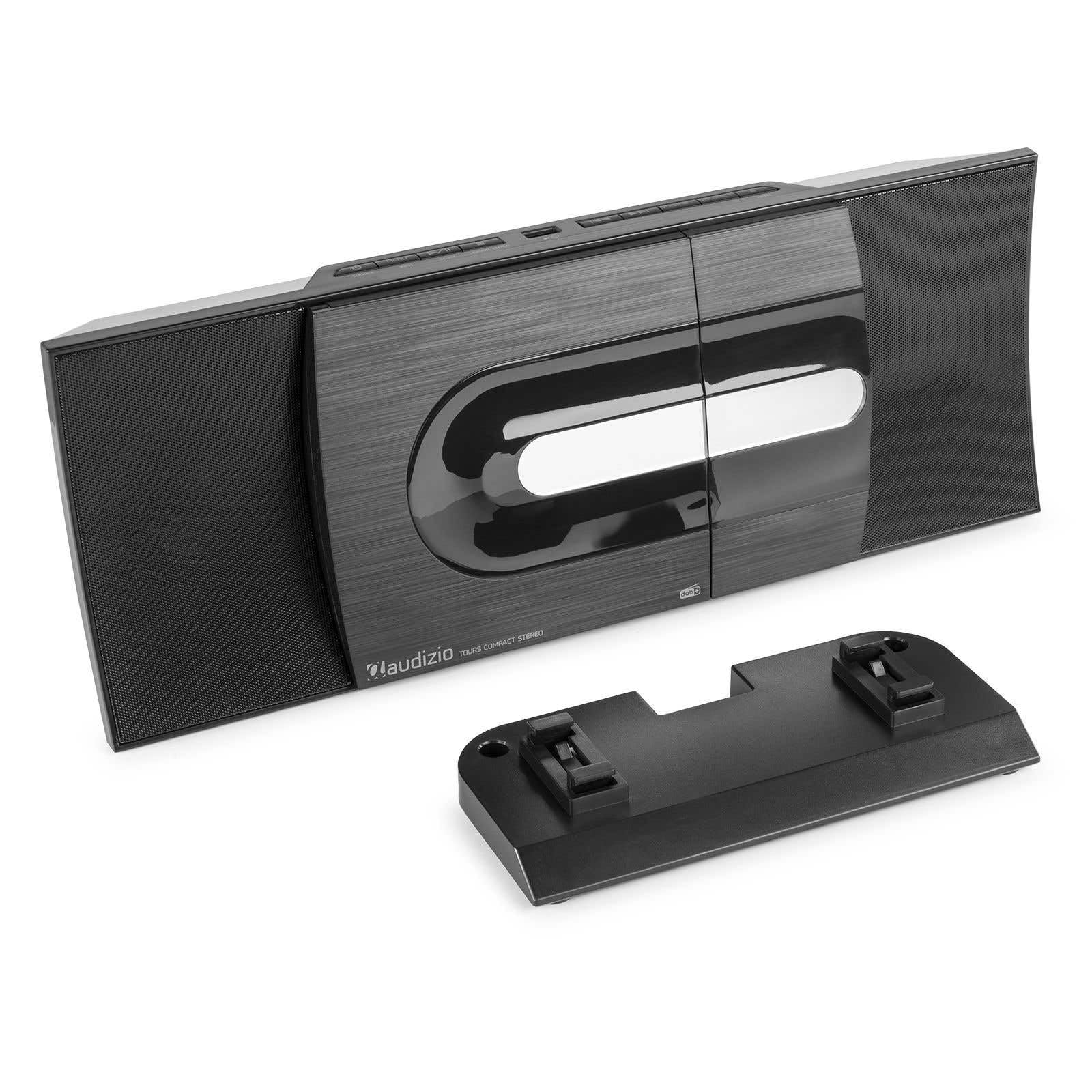 Audizio Tours Home Sistema estéreo HiFi con Bluetooth, Reproductor de CD, MP3 USB, sintonizador de Radio Digital Dab+ y FM, Mando a Distancia Incluido - Negro