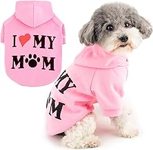 Zunea Hoodies for Dogs Coat with Harness Hole for Small Dogs I Love My Mom Printed Sweatshirt Puppy Sweater Soft Winter Jackets Coats Clothing Pink XS