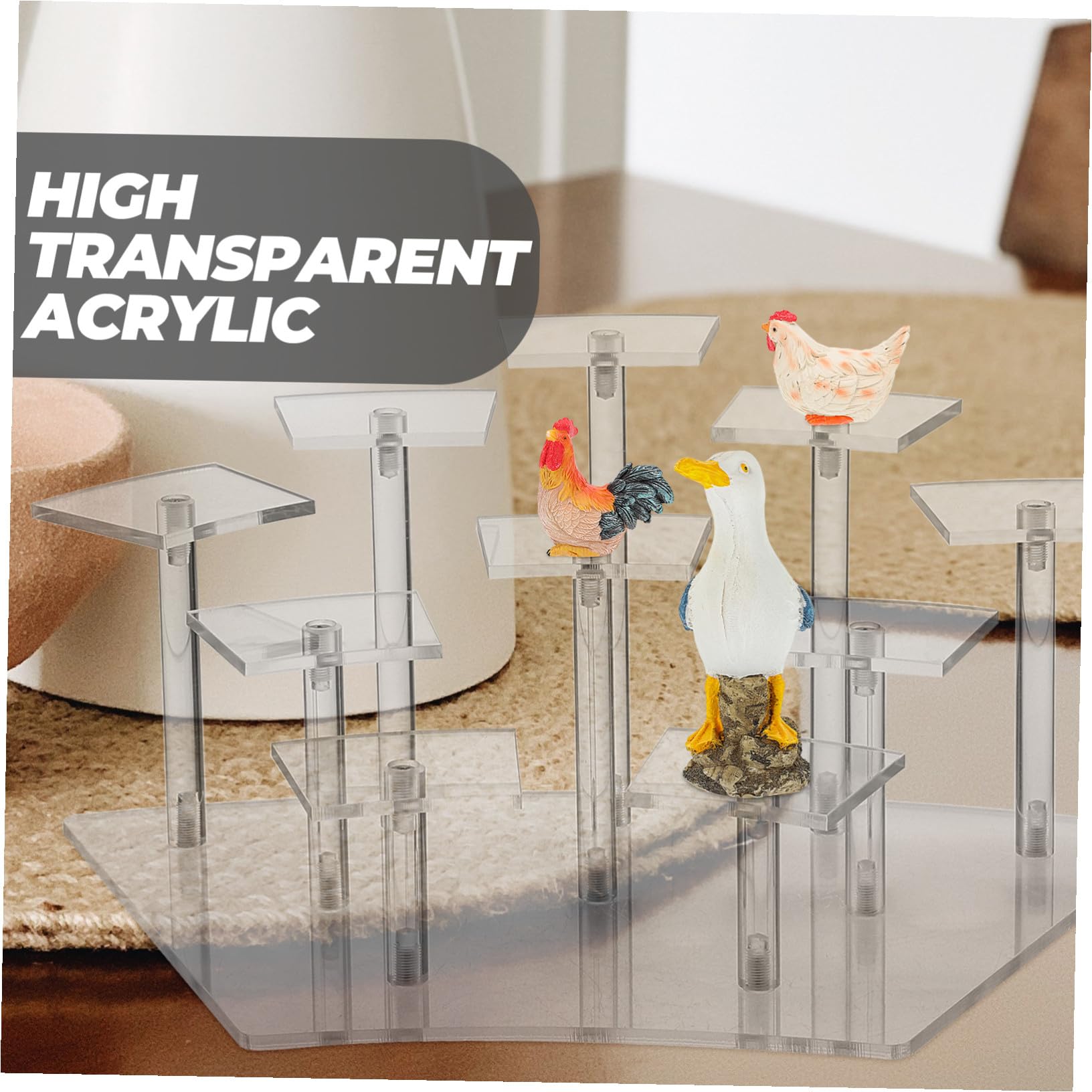 Mehrschichtiger Acryl Figurenständer für Zuhause, 10 Plätze, Stabil