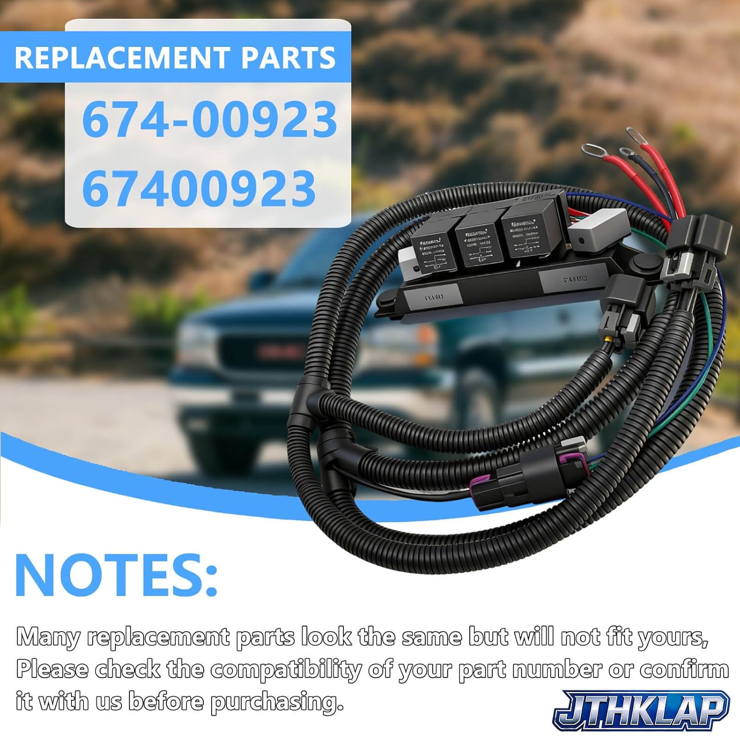 674-00923 Dual Speed Electric Fan Control Wiring Harness Kit Compatible with Chevy Silverado Avalanche Suburban Tahoe GMC Sierra Yukon,Retrofit Stand Alone Fan Wire
