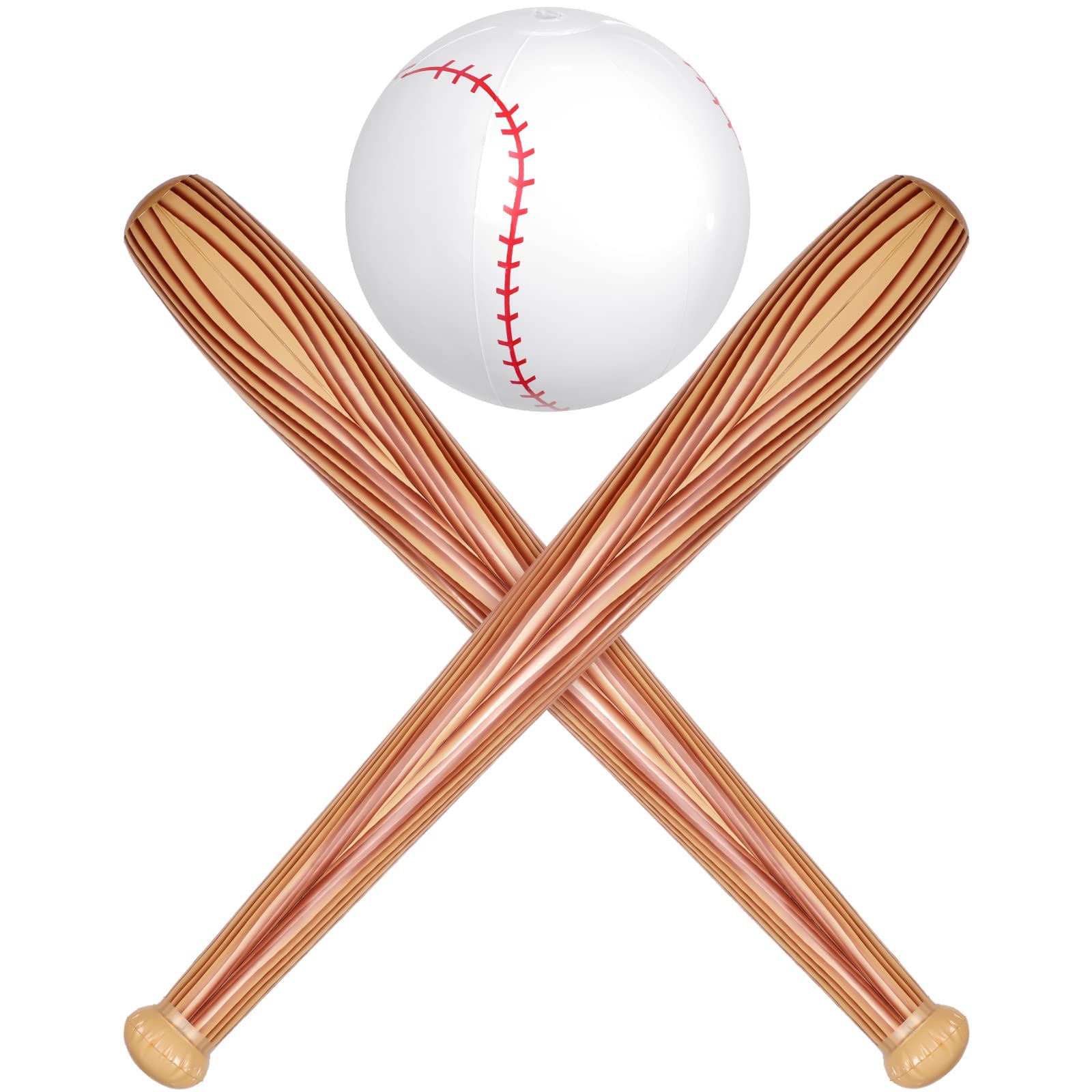 MAKINGTEC 3 PCS Inflatable Baseball Set, 11-inch Inflatable Ball Baseball Bat Ball Baseball Baseball Bat Inflates Kids Baseball Party Favors for Pool Beach, Fun Sports Game Birthday Decor