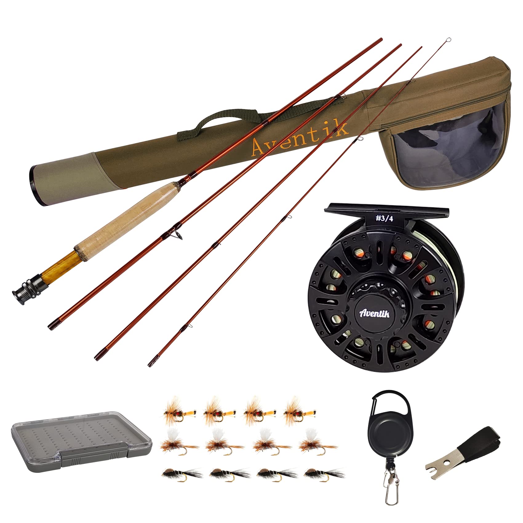 Eupheng Extreme Fly Fishing Combo Kit Starter Fly Rod and Reel Outfit, Fishing Accessories and Equipment, with One Travel Case (7'3'' LW2/3 Fly Rod Kit)