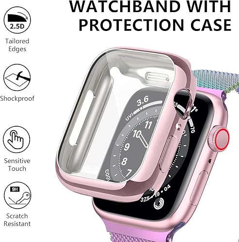 Miniatura 3 de Zsuoop Correa de metal de acero inoxidable compatible con correas de Apple Watch de 1.496 in 1.575 in 1.614 in 1.654 in 1.732 in 1.772 in con funda