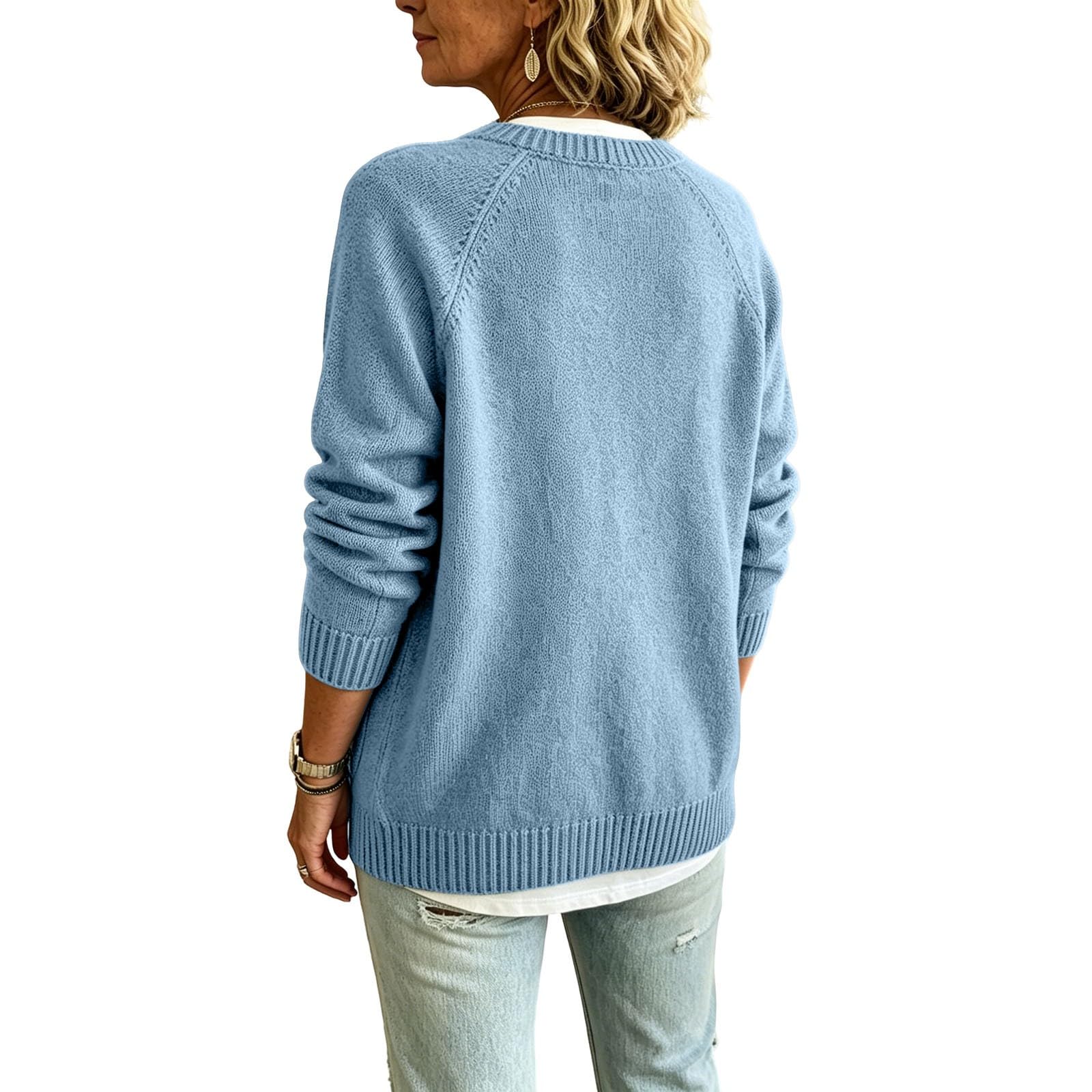 Generico Maglia Elegante Donna Curvy Manica Lunga per Autunno Inverno
