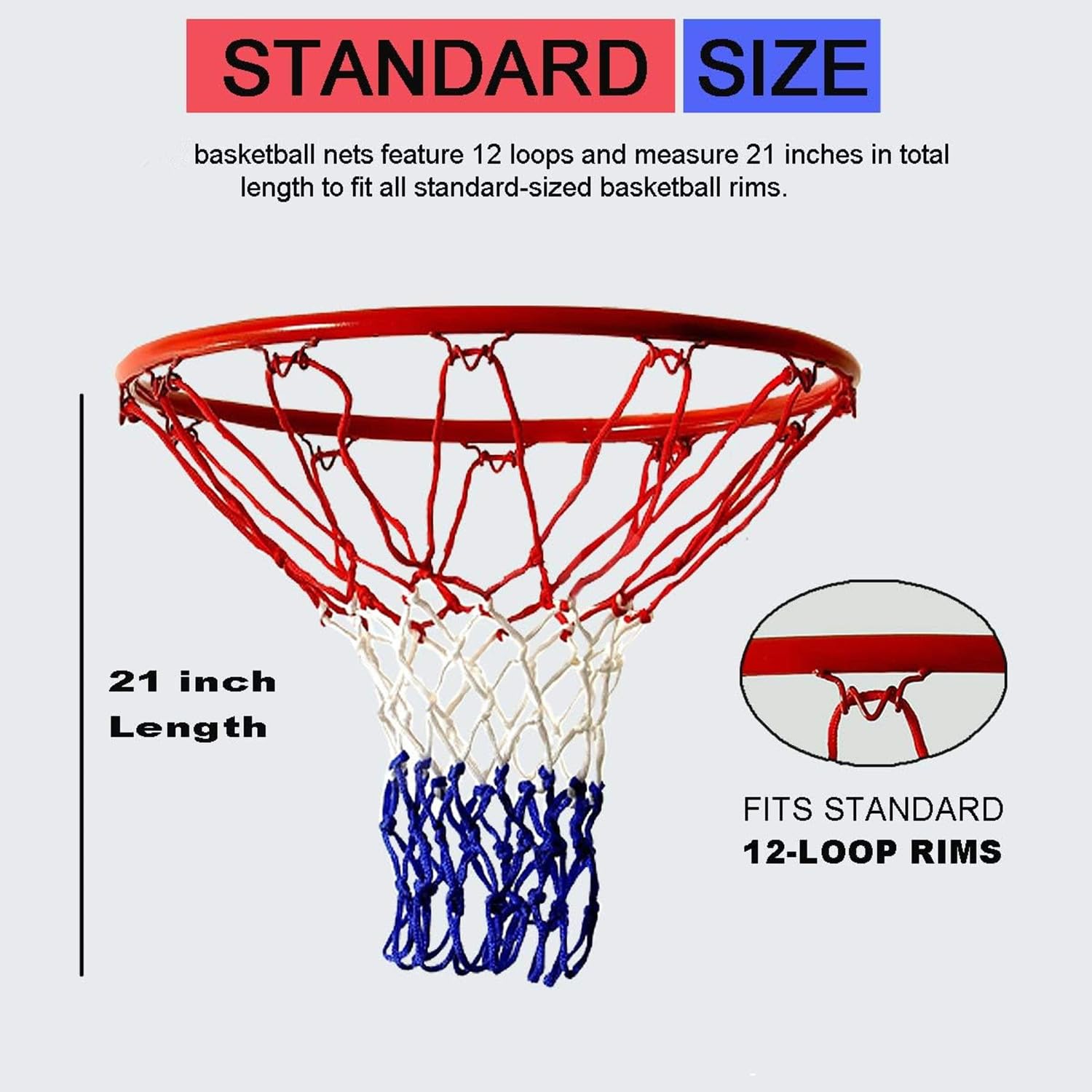 Kellago Basketball-Netz – 12 Schlaufen, 6 Mm Nylonseil, 53 Cm Lang, Extrem Robust, Für Indoor & Outdoor