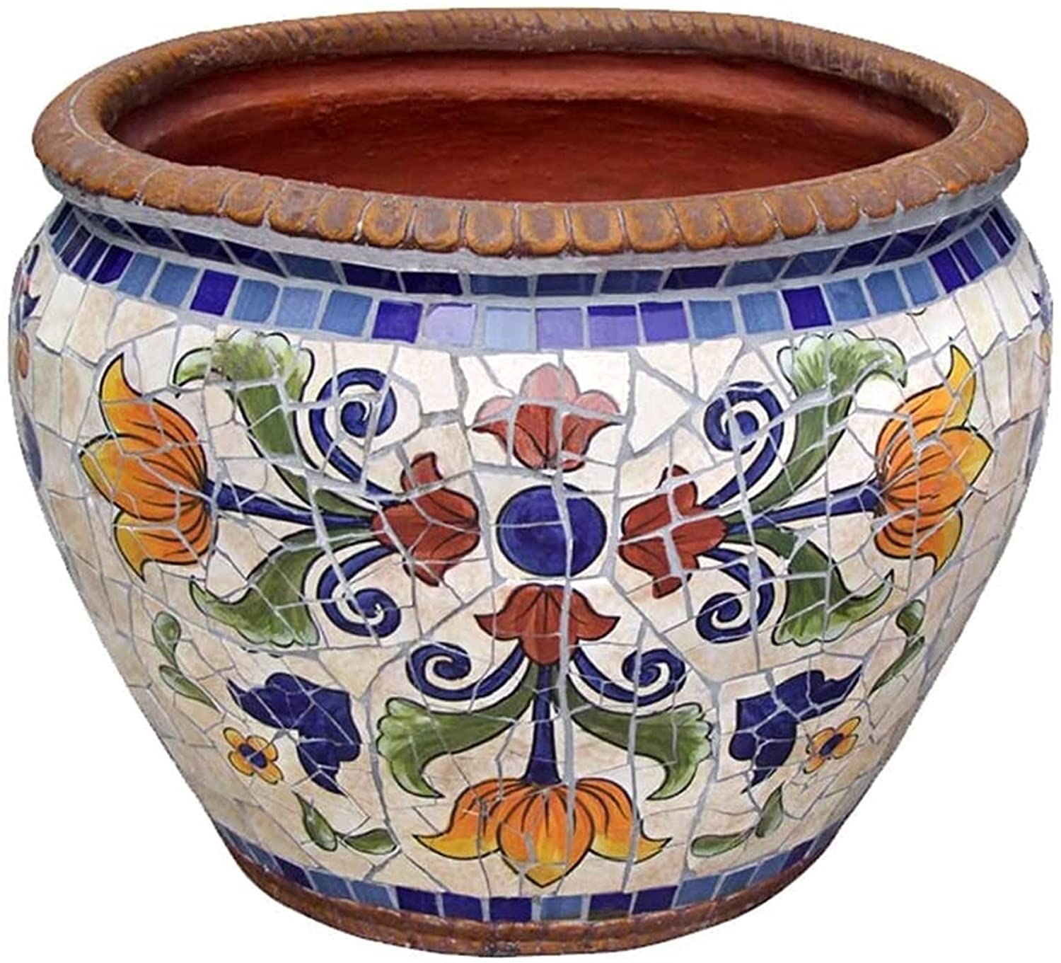 SnamicE Large Outdoor Planter Flower Pot Style Courtyard Hand-Painted Ceramic Villa Garden Decor Plant Pot Corridor Aisle Landscape Container Vase Balcony Terrace Indoor Ou,Multicolor-19 * 23cm