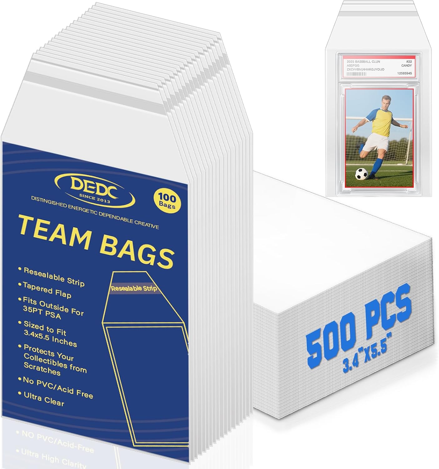 DEDC Psa Slab Sleeves Team Set Bags Graded Card Sleeves Fit Psa Slab Protector for Trading Cards Baseball Sports Rating Boards (2000 Pcs)