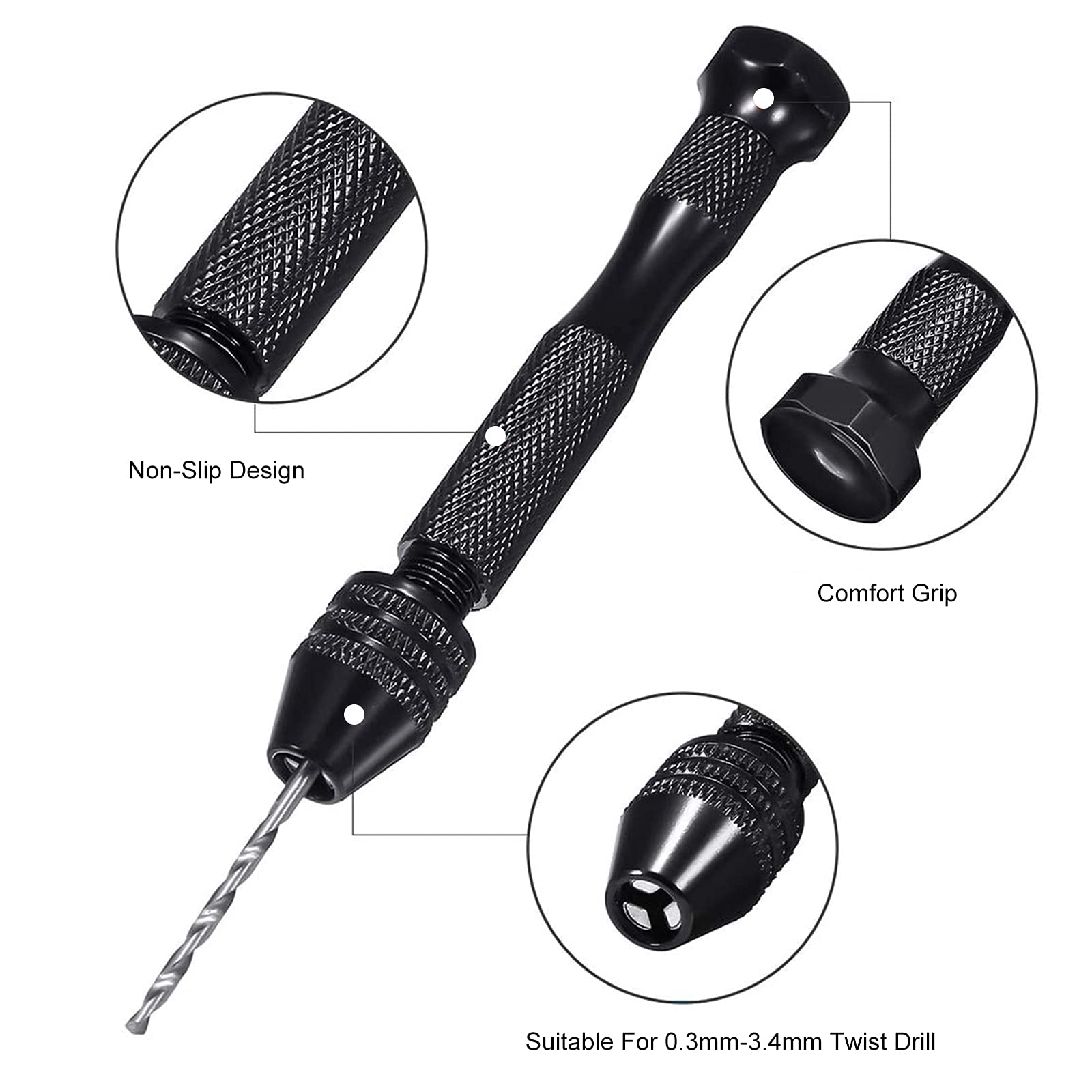62 brocas de mano de 0,3-1,2 mm PCB y 0,5-3,0 broca helicoidal con punta de precisión para joyas de madera y plástico
