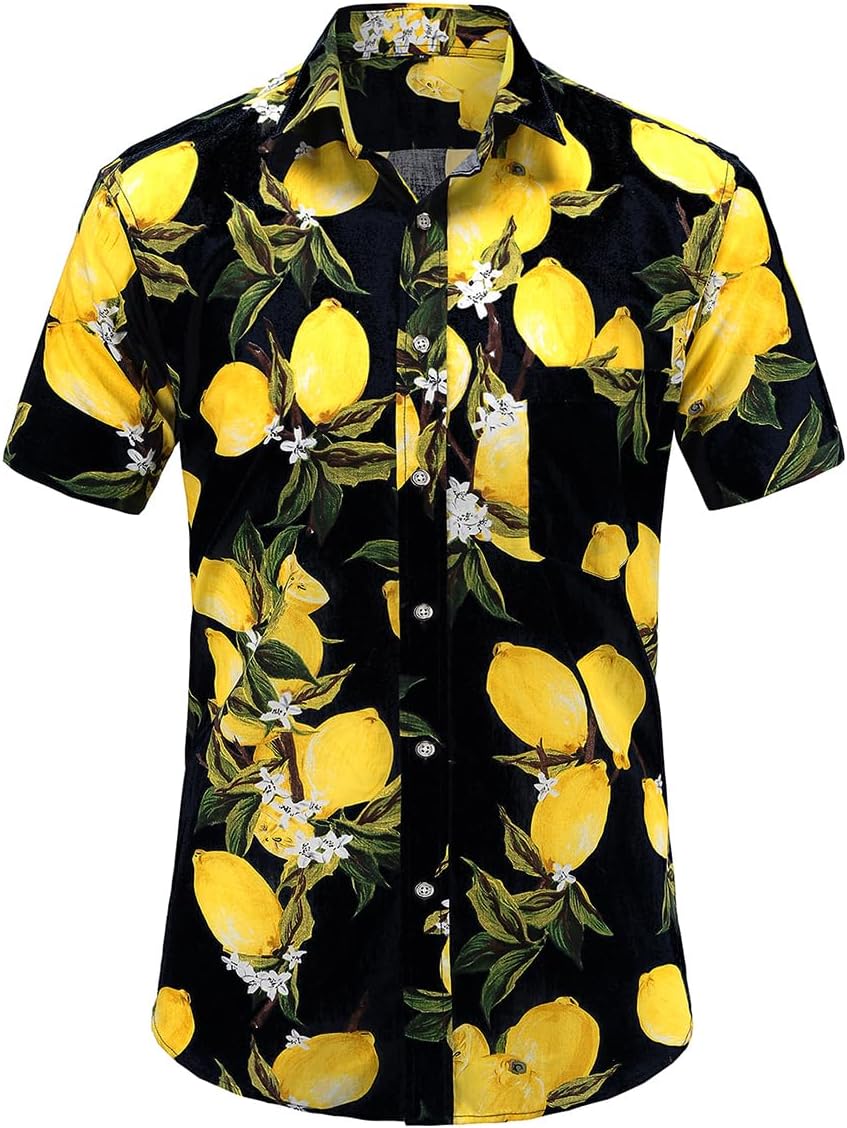 JEETOO Floral Short Sleeve Hawaiian Shirt for Men Print Aloha Hawaiian Shirts