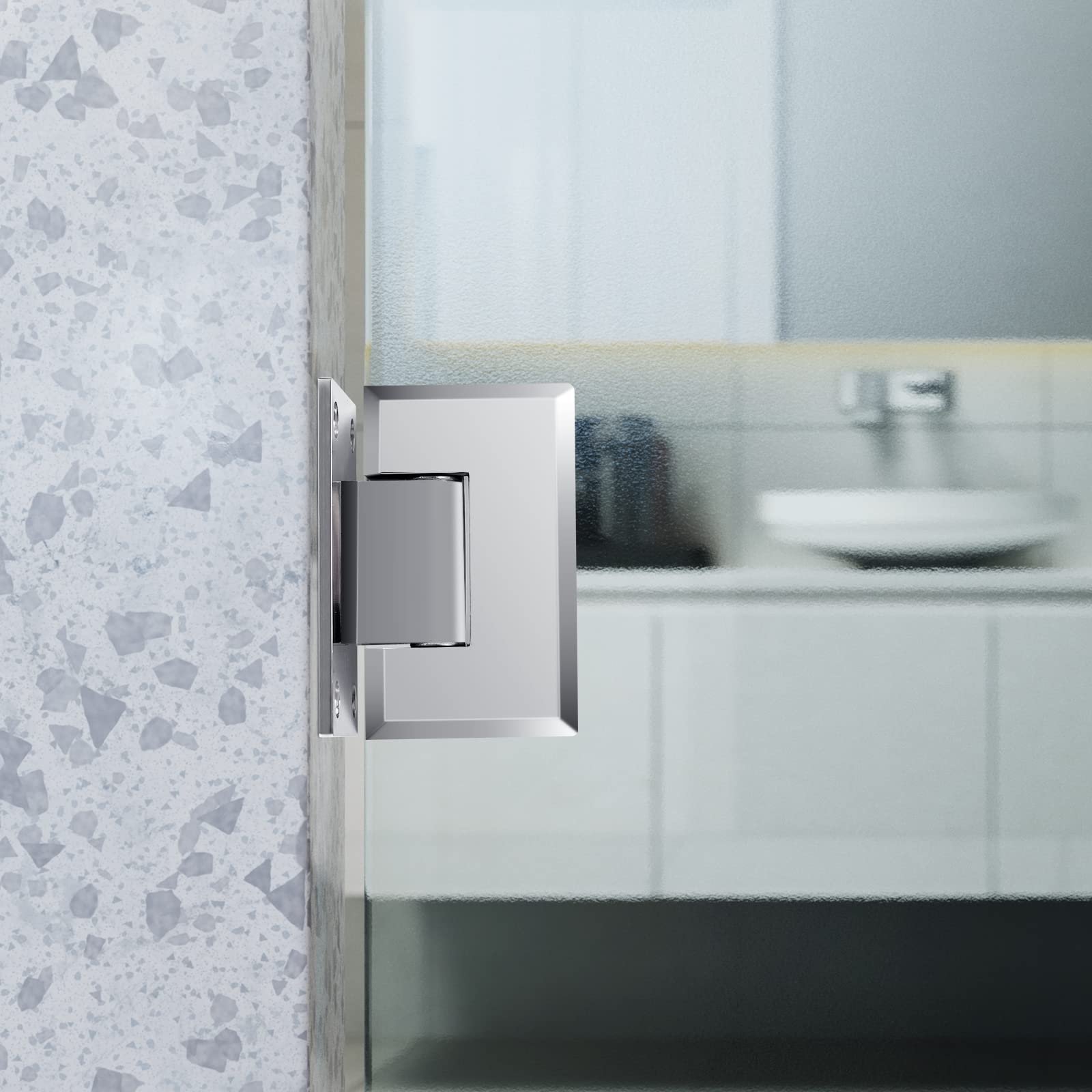 Heavy Duty Shower Glass Door Hinge,Solid One-Piece Precision Cast with 5mm Thick 304 Stainless Steel,for 5/16"-1/2" (8mm-12mm) Thick Frameless Bathroom Doors,Wall to Glass Mount,1 pc,Polished Chrome - Image 3