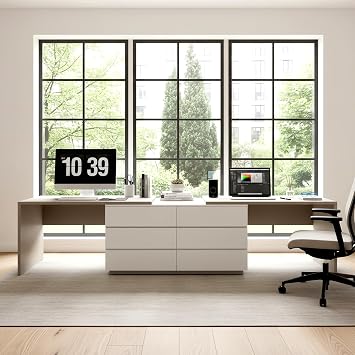 144-Inch Extra Long L-Shaped Double Desk with 6 Dustproof Drawers