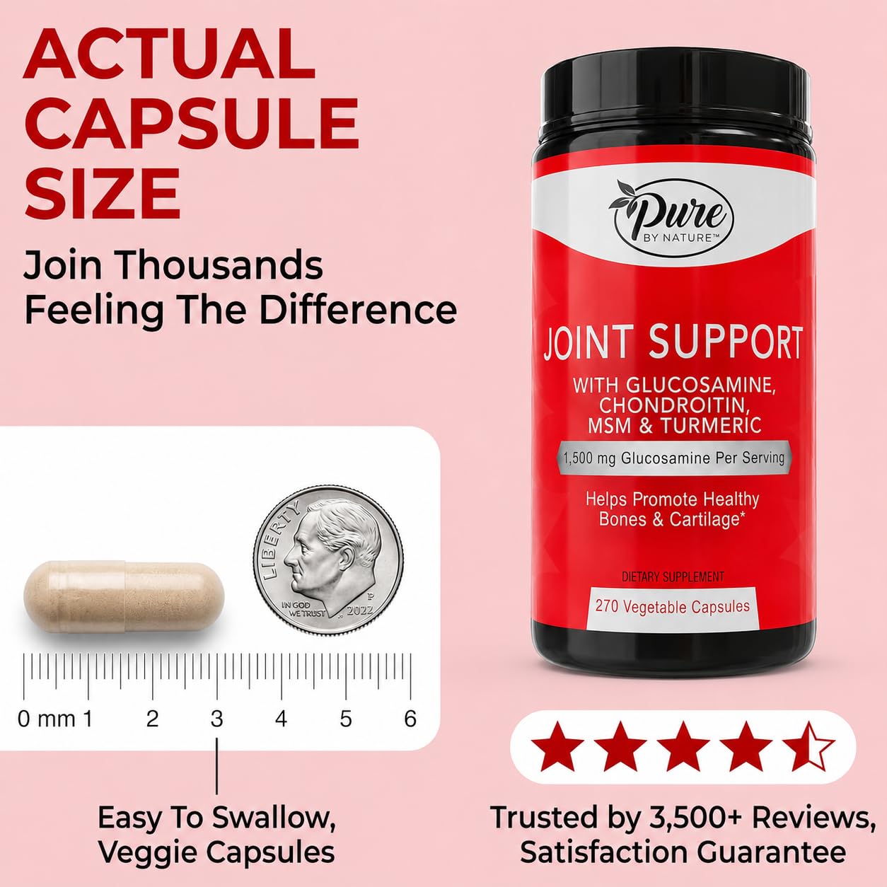 Pure By Nature Joint Support Supplement Glucosamine Chondroitin MSM 90 Days — Amazon image 6