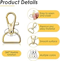 Vista 3 de Ganchos Giratorios con Mosquetón, Anezus 80 Piezas Ganchos de Clip para Llavero, Clip de Anillo en D Hardware para Cordón para Hacer Llaveros, Hacer