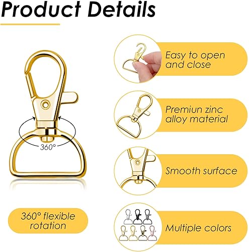 Miniatura 3 de anezus - 80 ganchos de clip para llavero, clip de anillo D para hacer llaves, fabricación de cordones, accesorios para bolso, manualidades (1