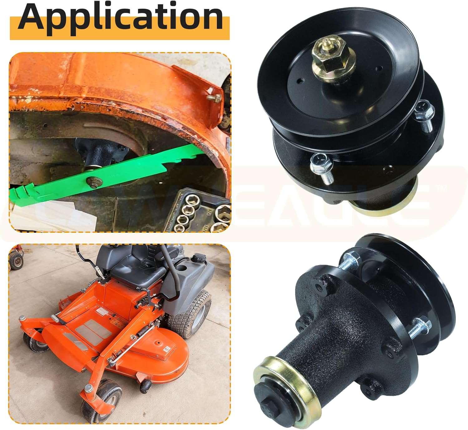 539131898 Spindle Assembly with 532173434 Pulley Replaces Husqvarna 539131898 Husqvarna Spindle Assembly 539131898 for Husqvarna TS348XD, TS348D, YT48DXLS, GT48DXLS, LGT48DXL 48" Mowers