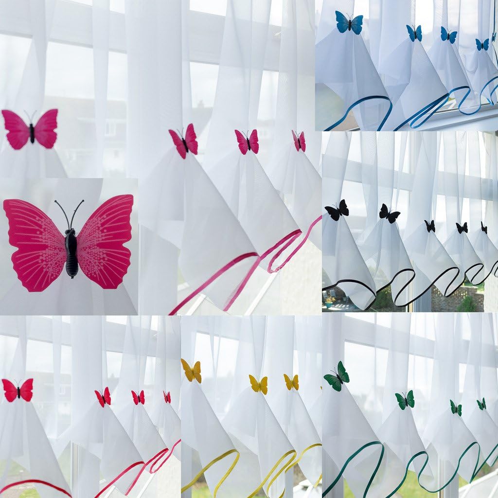 John AirdButterfly Voile Curtain With Matching Piping (Fuchsia, 114" Wide x 29" Drop)