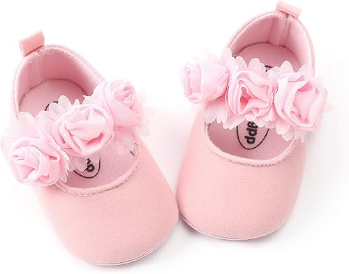 Vista 5 de myppgg Zapatos planos Mary Jane para bebé niña, con lazo brillante, vestido de princesa, zapatos de cuna antideslizantes para niños pequeños que