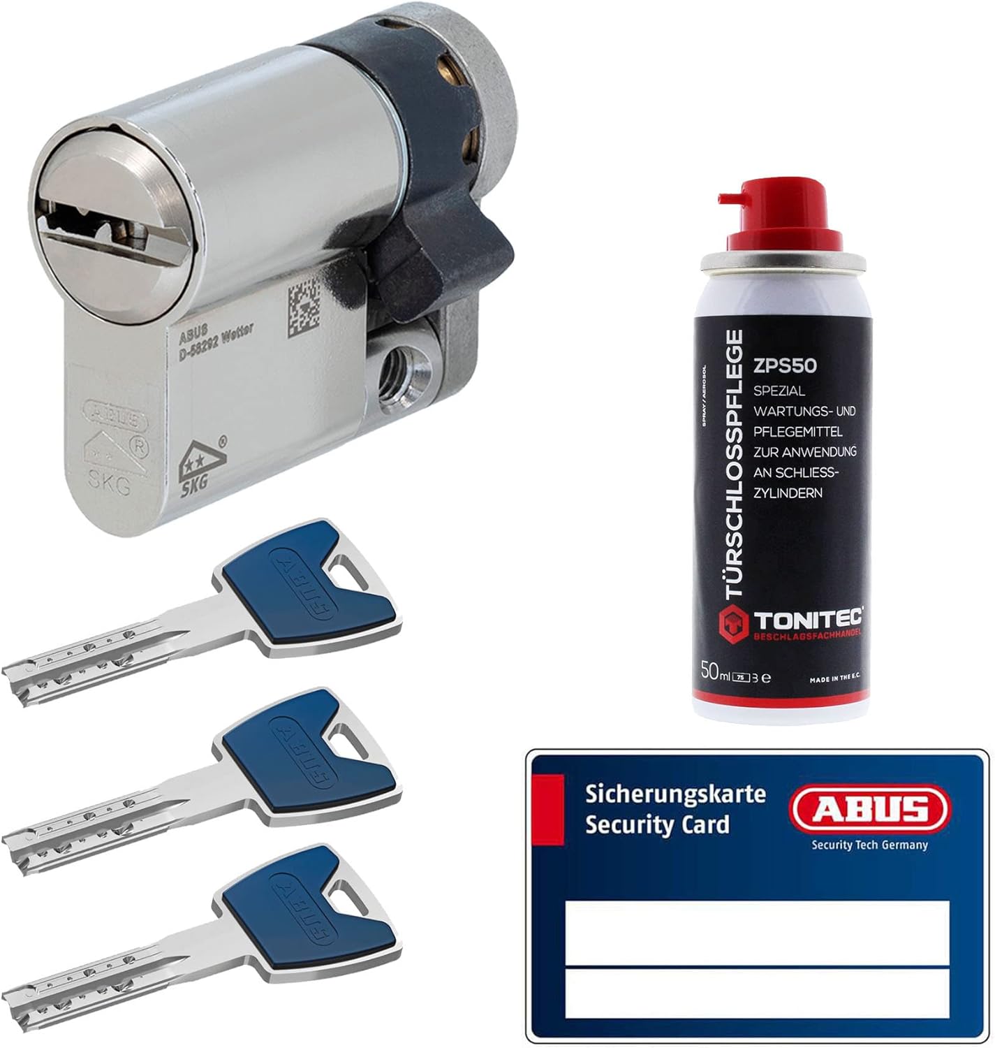 ToniTec Set aus ABUS Schließzylinder EC880 inkl. 3 Schlüssel modular verschiedenschließend ...