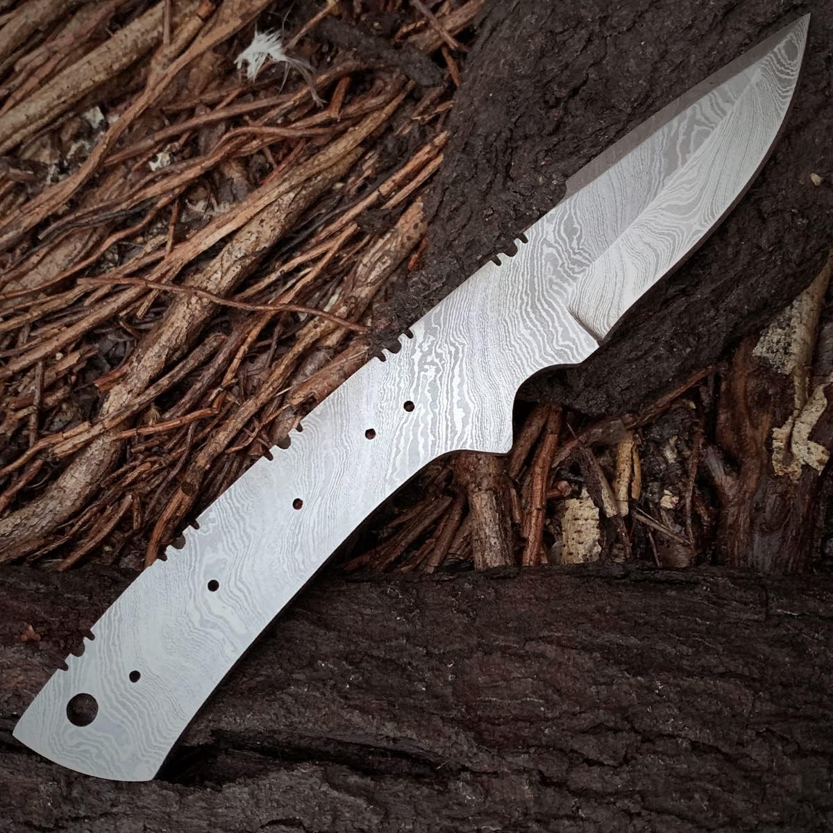 PAL 2000 KNIVES Handmade Damascus Steel - Build Your Own Knife - Kit with Blank Blade - Pins - Different Handle Material - Leather Sheath -