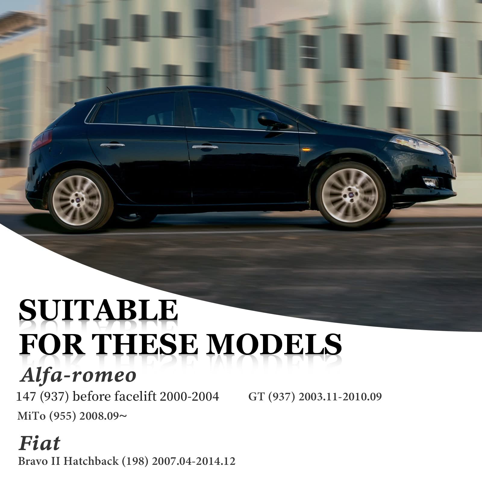 Indicatori Di Direzione Dinamici Sequenziali Per Alfa Romeo MiTo, GT, 147 E Fiat Bravo 2007-2014 – Coppia Con E-MARK