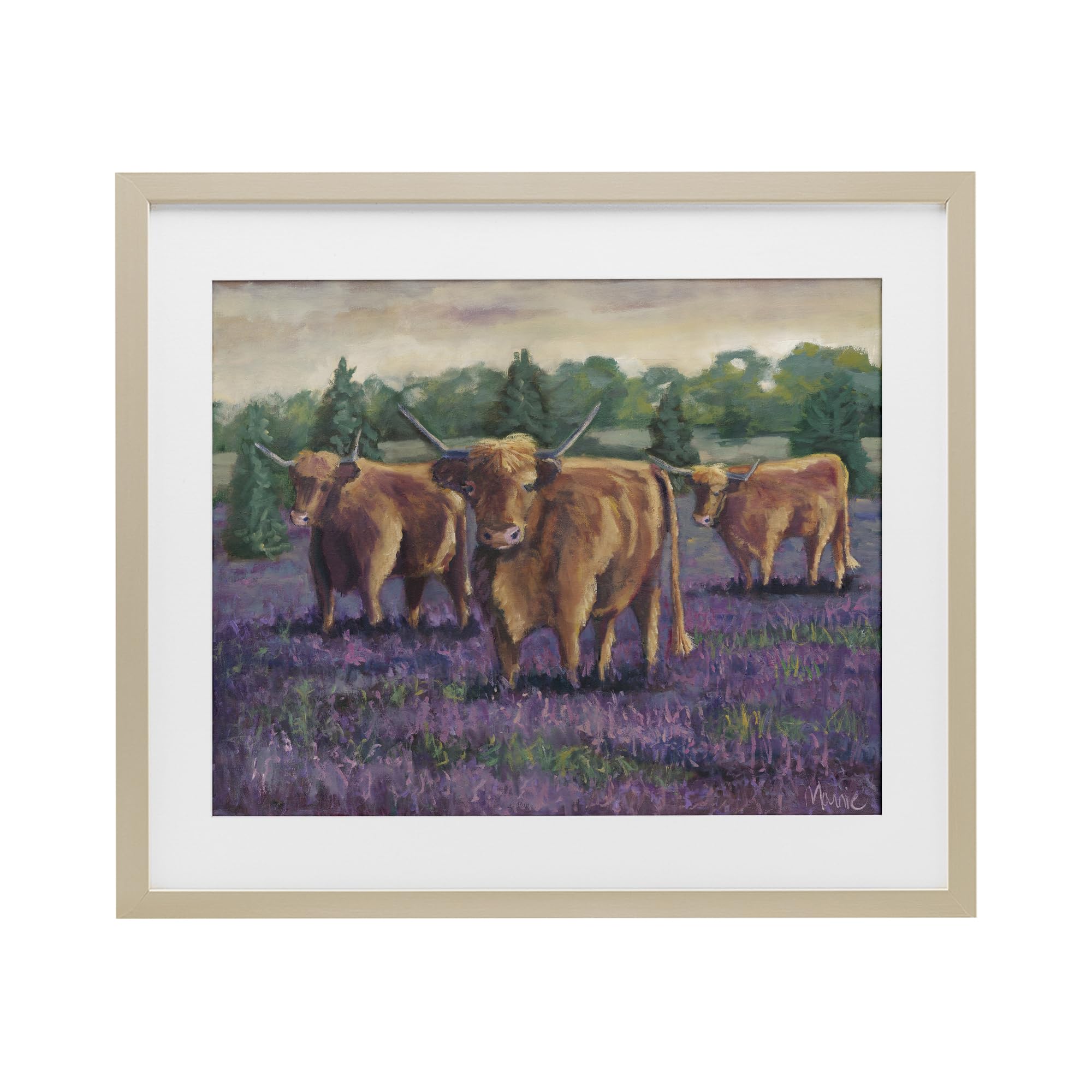 Affiche Purple Fields & Cows Stupell sous verre pour habiller un mur vide