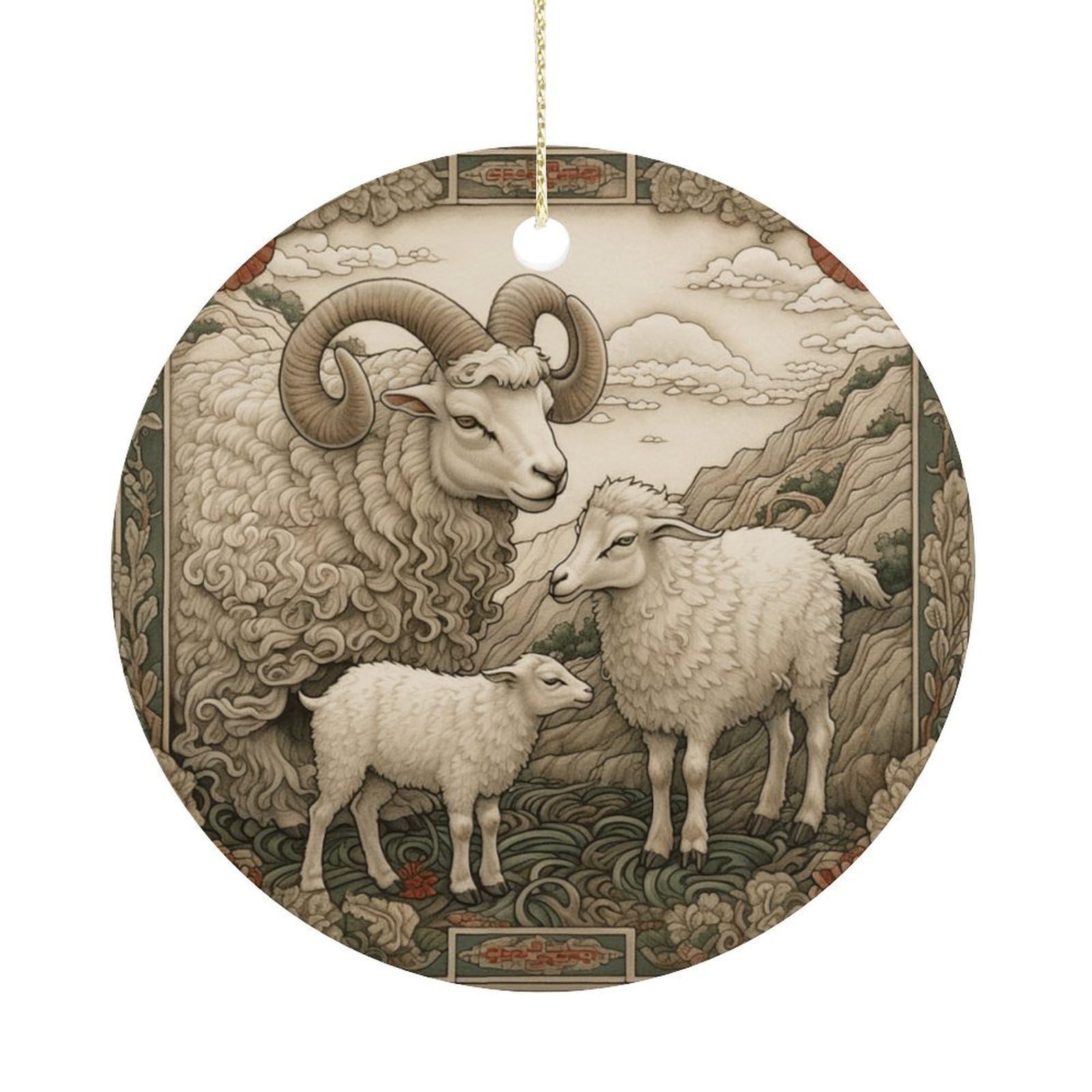 Adfgyerh Women's Style Sheep Pattern Hanging Ceramic Ornaments, Christmas Tree Decorations, Funny Home Decor Gifts For Sisters & Work Best Friends