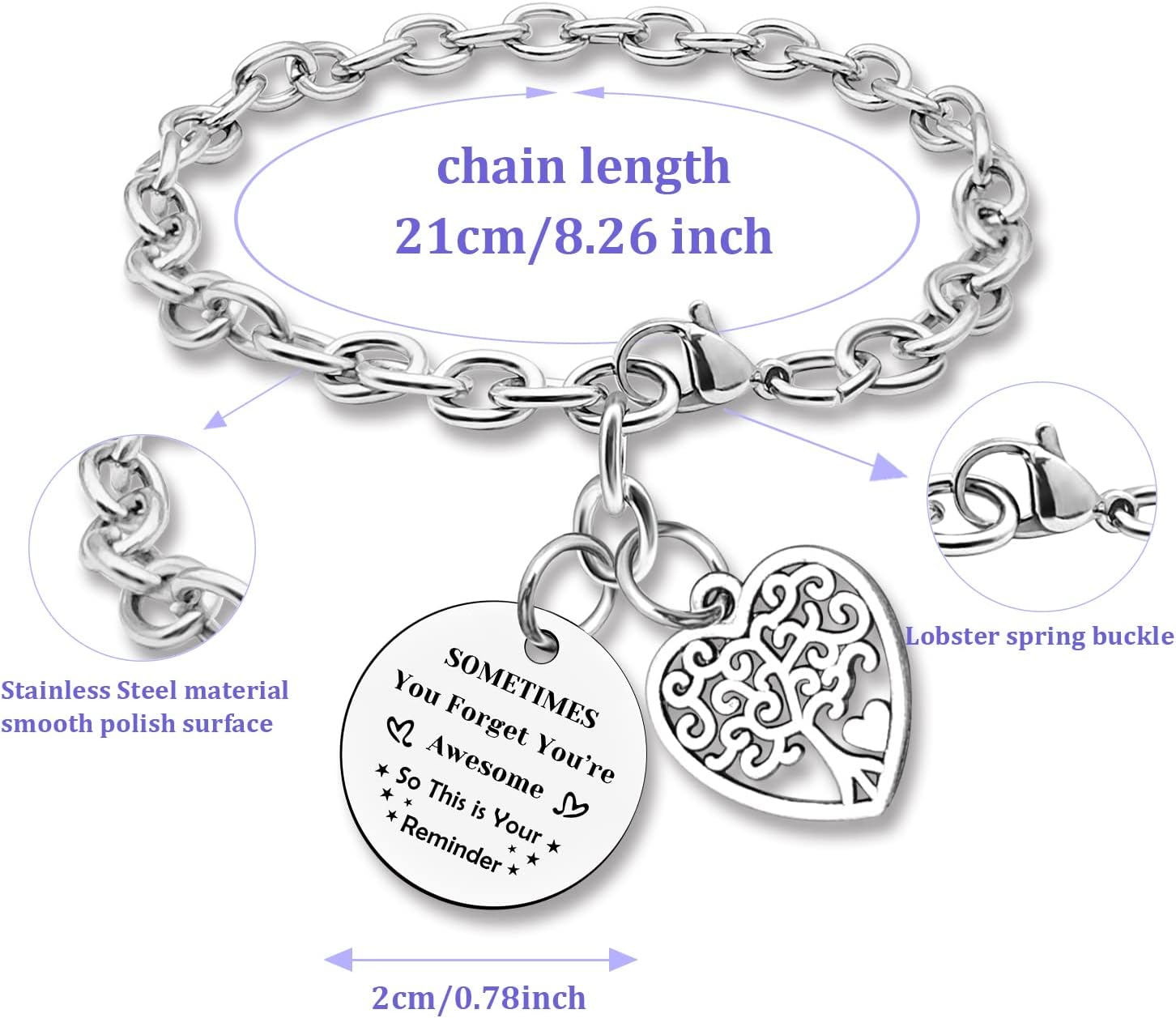 DlaeKua Positive Quotes Gifts Inspirational Bracelet Birthday Gifts for Daughter Granddaughter Friendship Gift Christmas Gift for Niece Girlfriend Presents for Boyfriend You Are Awesome Presents - Image 5