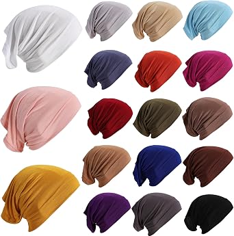 JenPen 18 Pcs Hijab Undercap Scarf Headwear Unisex Dreadlock Hat Turbans Women Stretch Under Caps Solid Color Hijab Cap