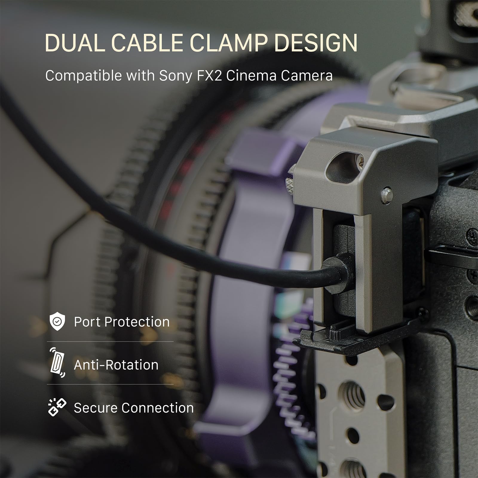 Tilta Jaula FX2, Jaula Completa para cámara Compatible con Sony FX2 con riel NATO, Receptor de Zapata fría, roscas de 1/4"-20 y 3/8"-16 - Negro TA-T88-FCC-B