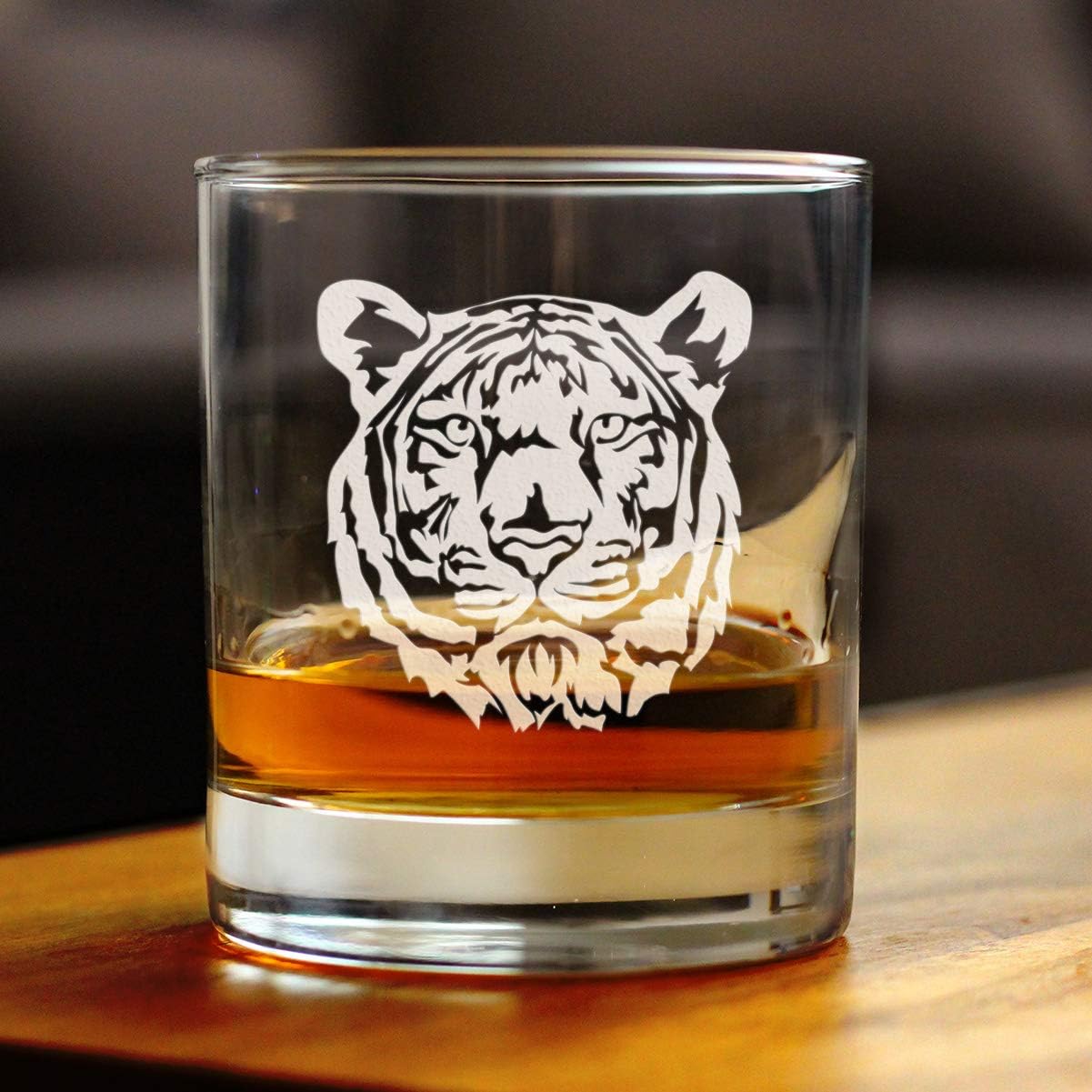 Tiger Face Whiskey Rocks Glass - Unique Tiger Themed Decor and Gifts for Animal Lovers - 10.25 Oz Glasses - Image 2