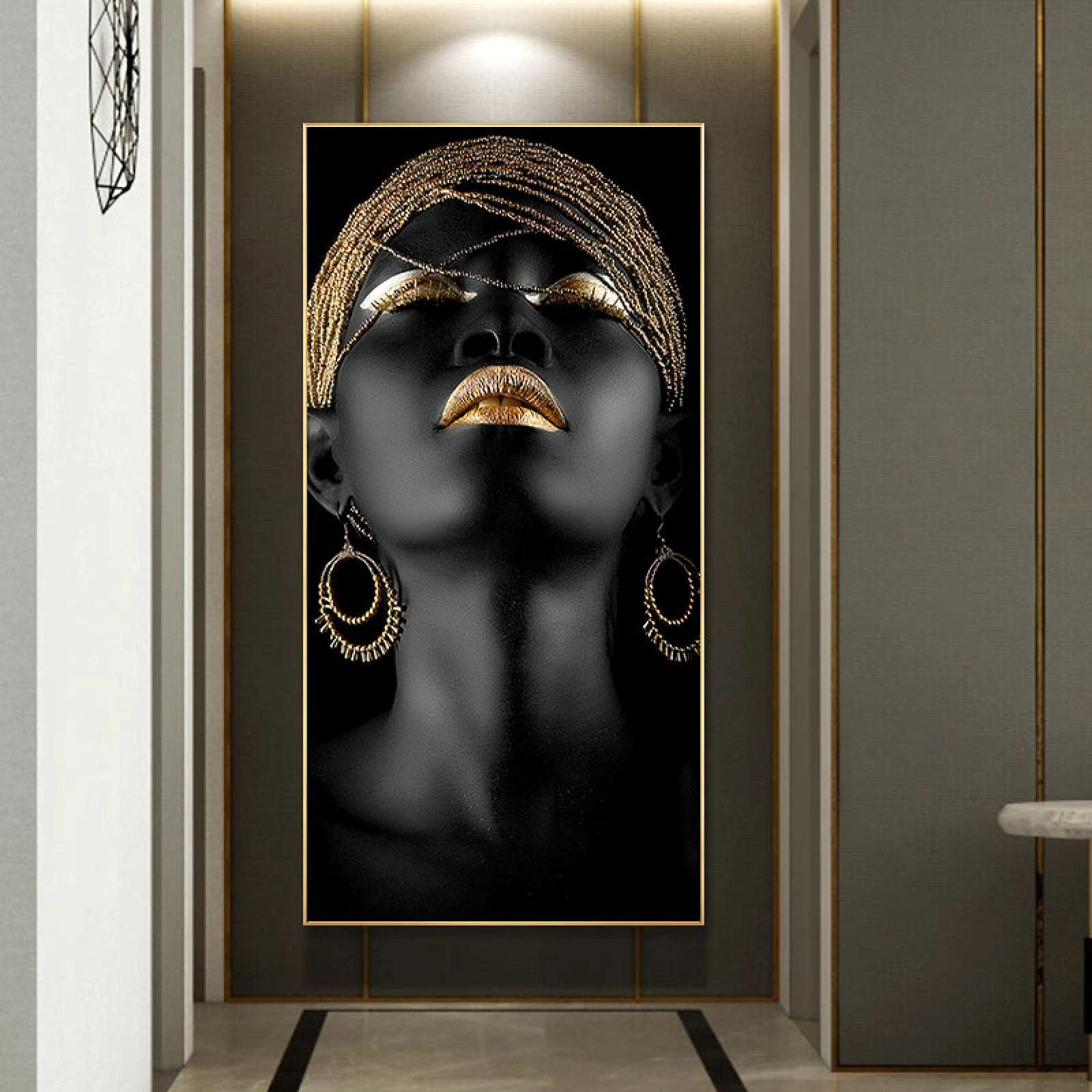 Toile femme noire africaine 80x160cm affiche art mural moderne salon décoration