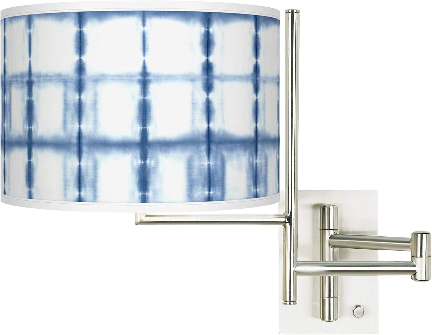 Giclee Glow Tempo Blue Mist Plug-in Swing Arm Wall Lamp with Print Shade