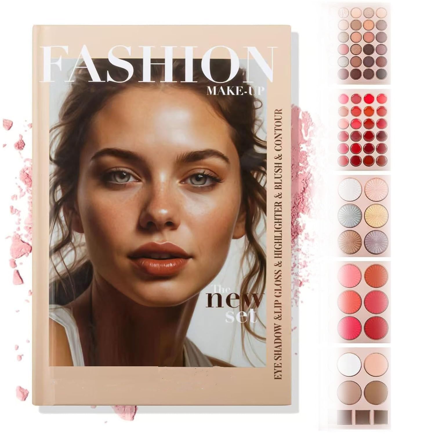 5-Layer Book-Style Makeup Palette with 67 Pro Shades,24-Color Eyeshadow Palette- 5-Layer Foldable Makeup Palette of Contour Blush Highlighter Eyeshadow & Lipstick,Travel Friendly,Multifunctional (A)