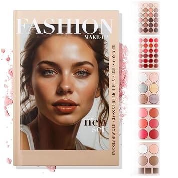 5-Layer Book-Style Makeup Palette with 67 Pro Shades,24-Color Eyeshadow Palette- 5-Layer Foldable Makeup Palette of Contour Blush Highlighter Eyeshadow & Lipstick,Travel Friendly,Multifunctional A