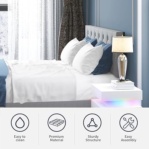 Miniatura 4 de Base de cama de plataforma California King con 4 cajones de almacenamiento, marco de cama Cal King con cabecera de tela, diseño capitoné de botón