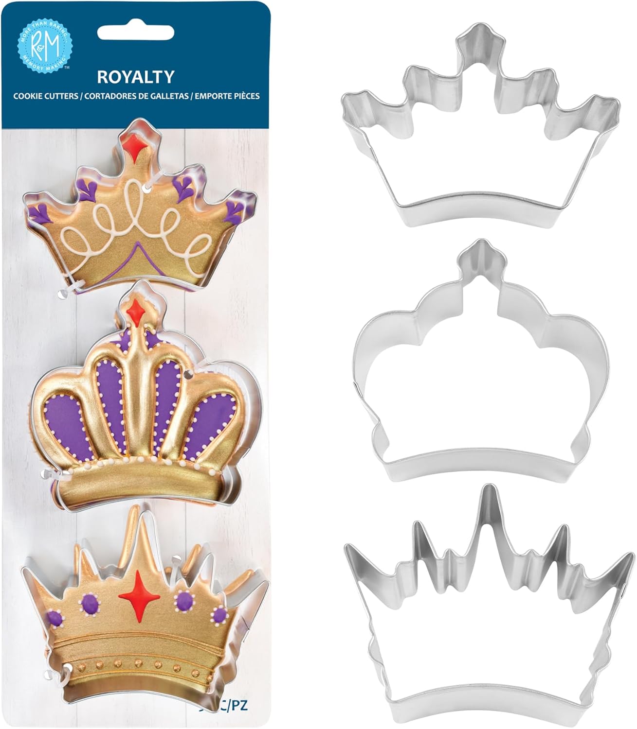 R&M International 5179 Royalty Coronation, Imperial, and King Crown Cookie Cutters 3-Piece Set