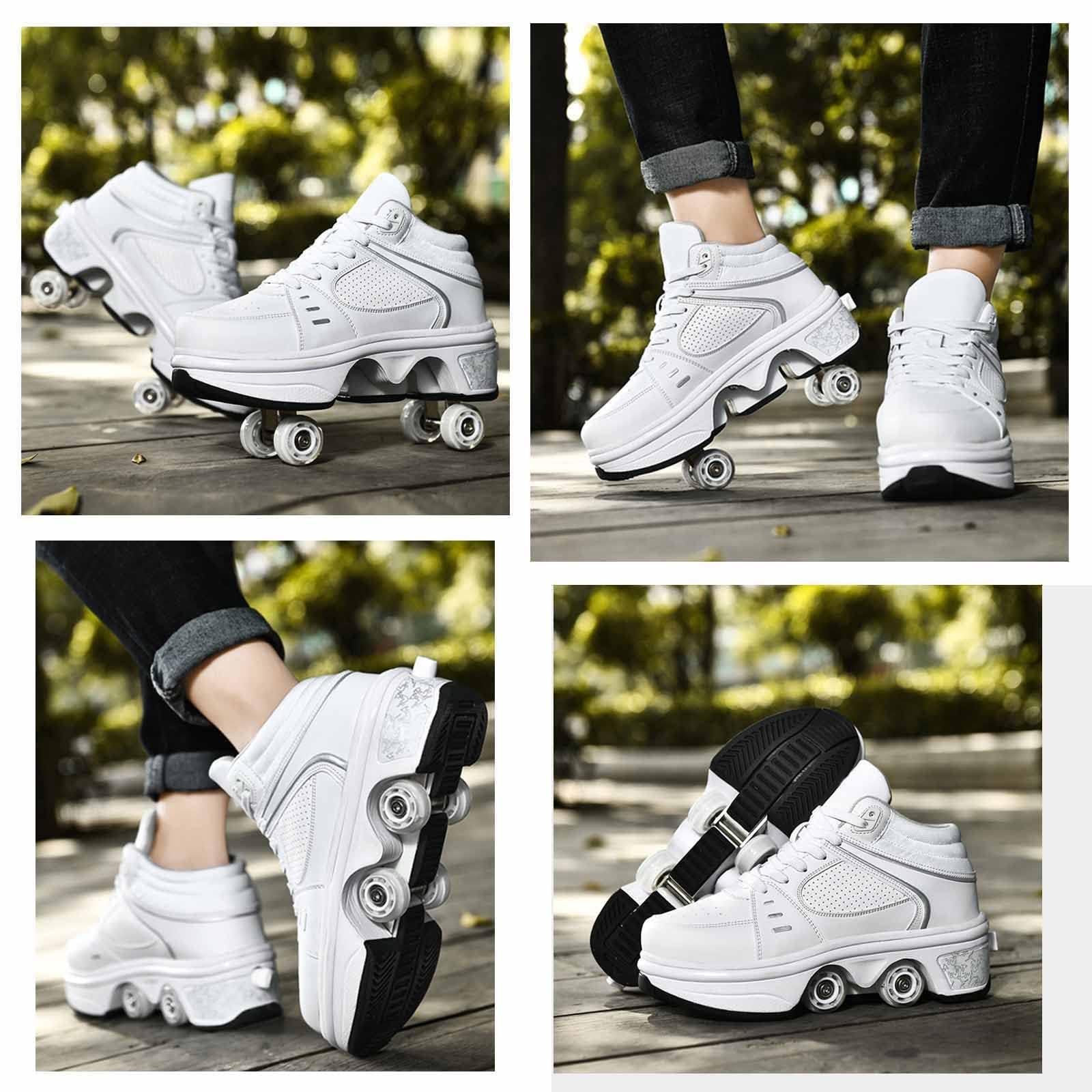Schuhe Mit Rollen für Mädchen, Rollschuhe Damen Mit Einziehbaren Rädern,Roller Skate Shoes Als Weihnachts- und Geburtstagsgeschenke