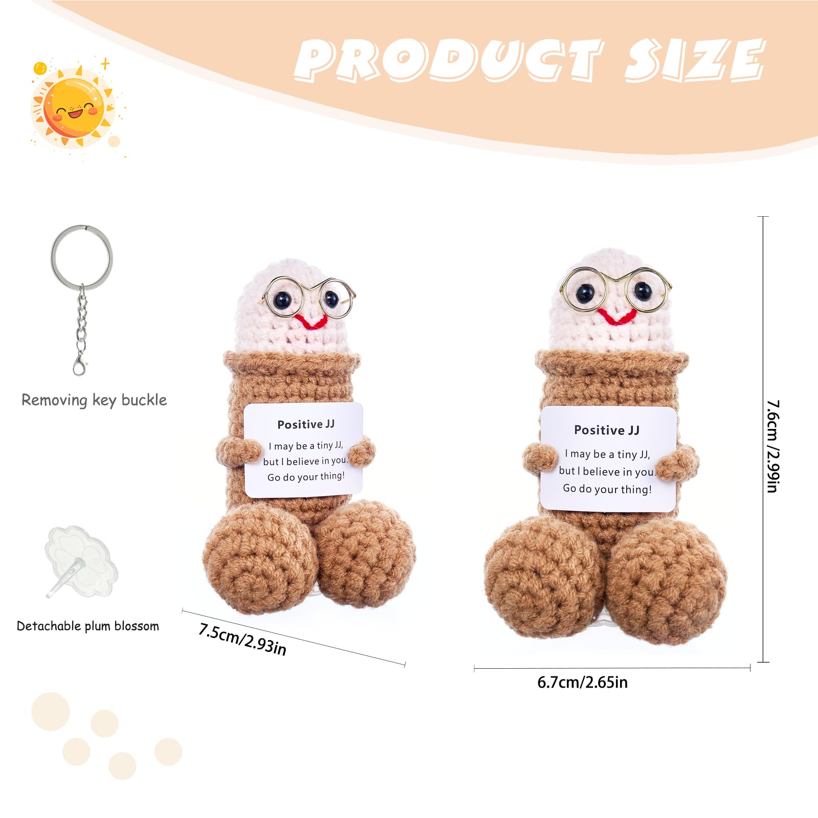 Positive Crochet Emotional Support Pickle Plushies Weird Stuffed Animal Funny Things Gag Gifts for Men Friends, Boyfriends, Husband Adult (Brown JJ-1pcs)