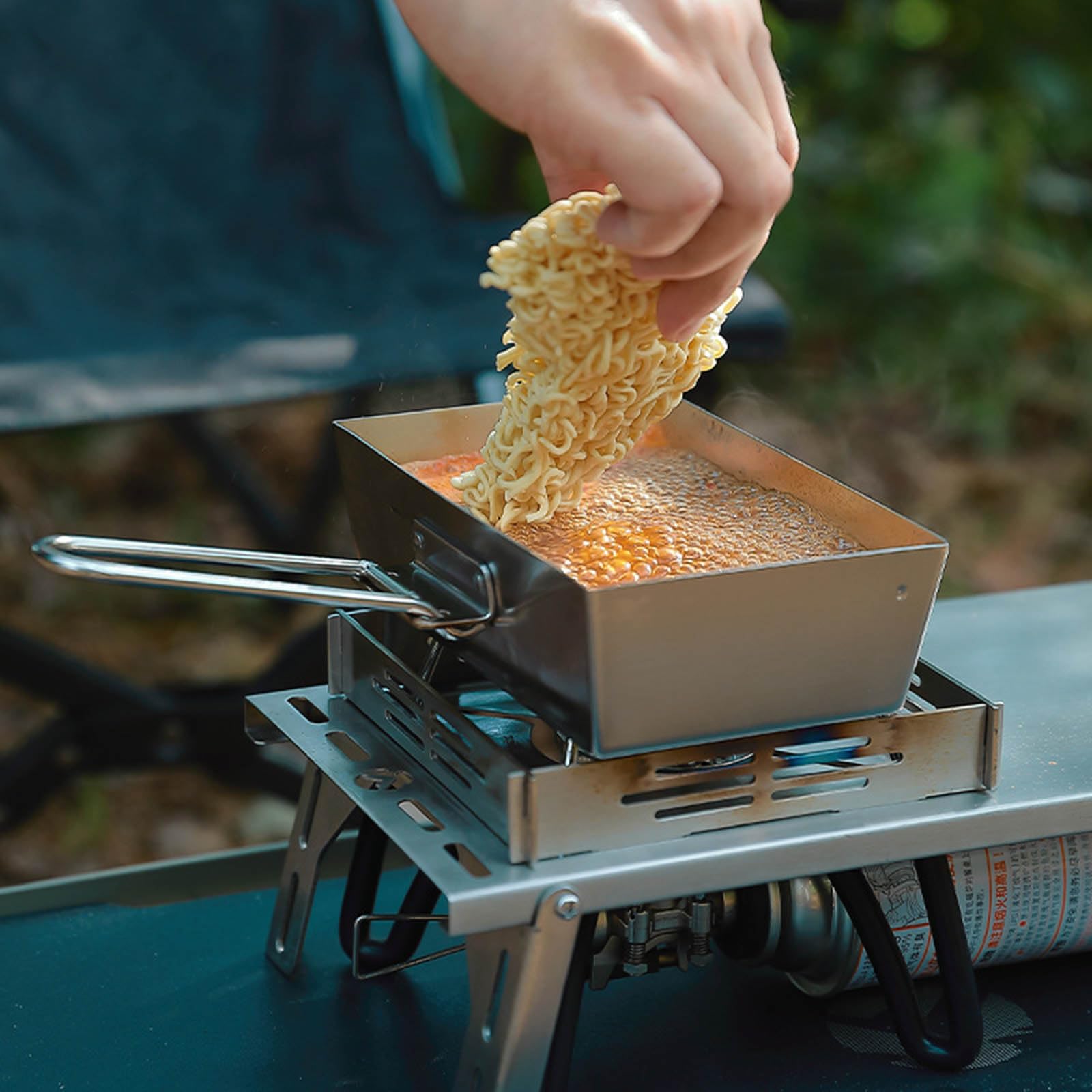 Sartenes Camping con Plegable, Aceros Inoxidables