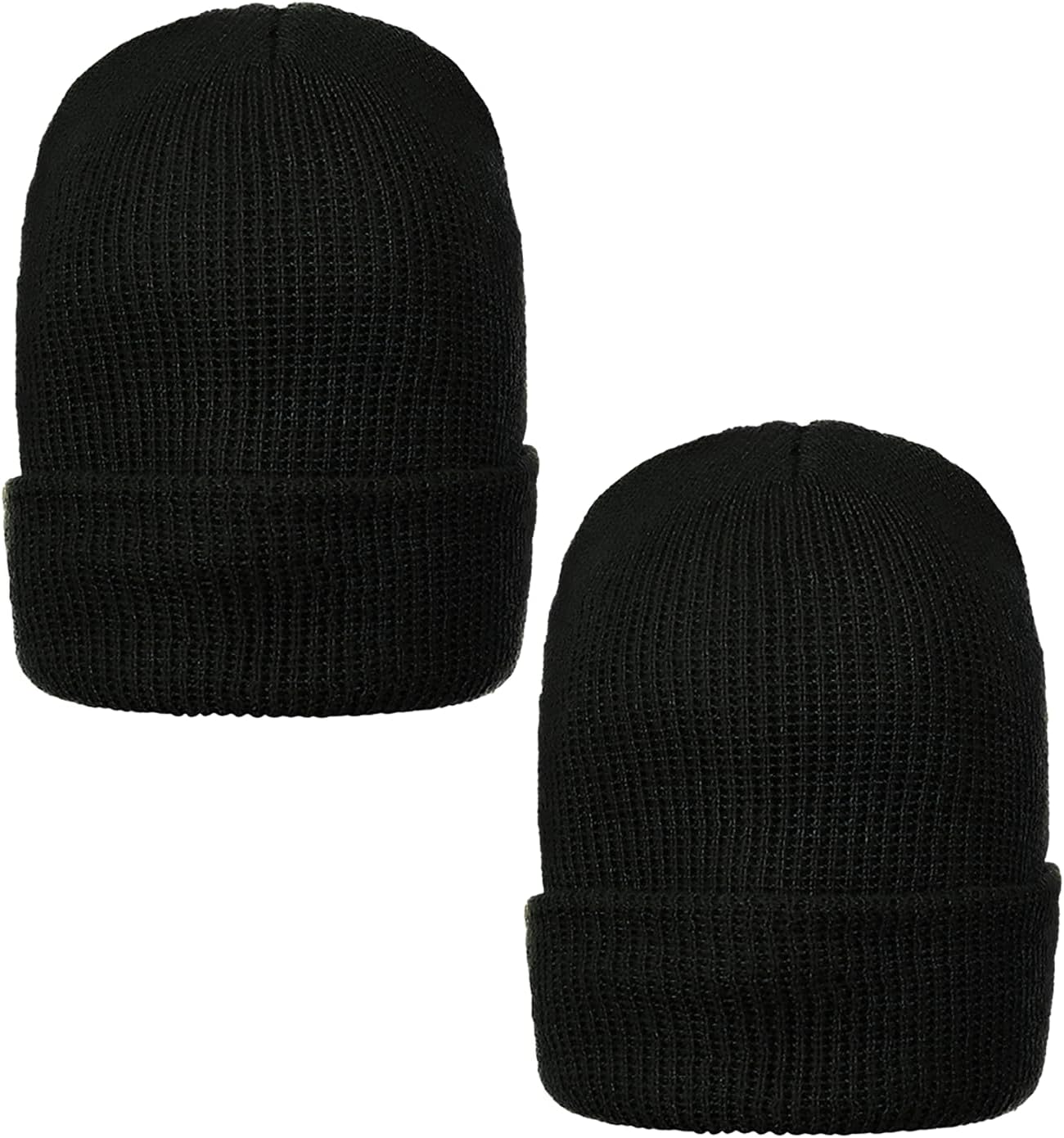 Warm Winter Watch Cap 100% Wool Beanie Made in USA to Military Specifications (2 Pack)